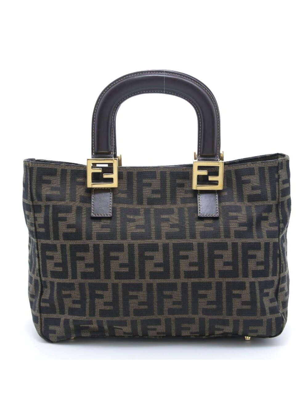 Fendi Zucca Handbag Dark Brown Khaki Canvas les